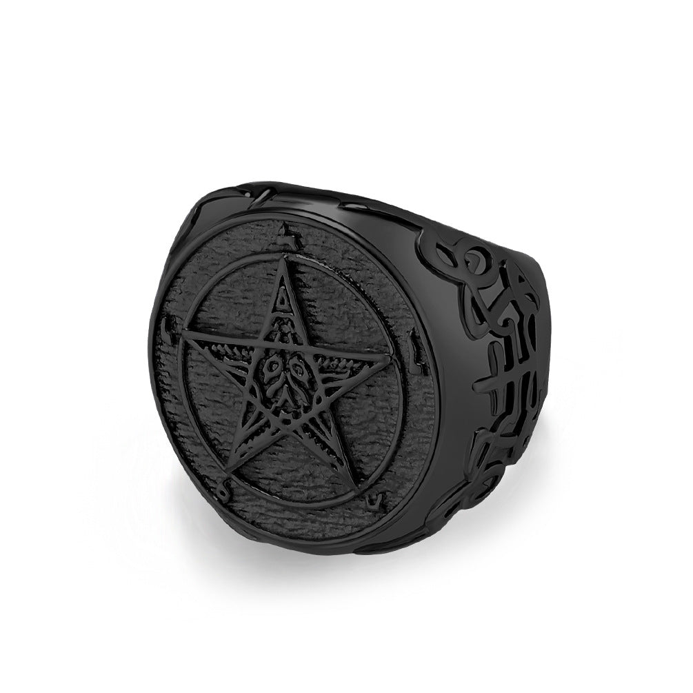 Stainless Steel Dawn Star Pentagram Titanium Rings