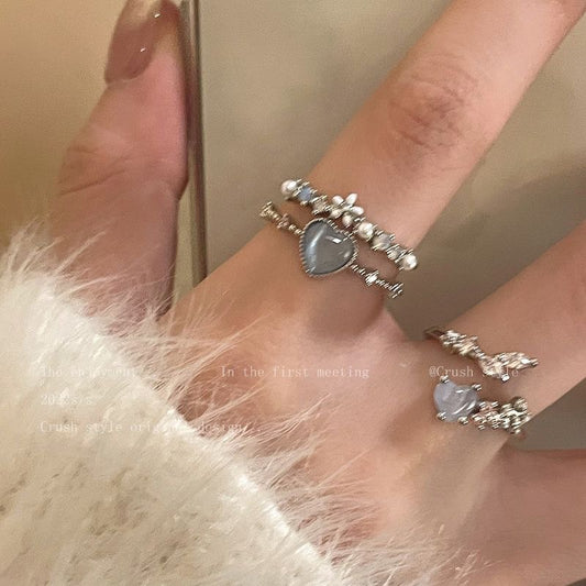 Light Luxury Minority Design Moonlight Zircon Index Rings