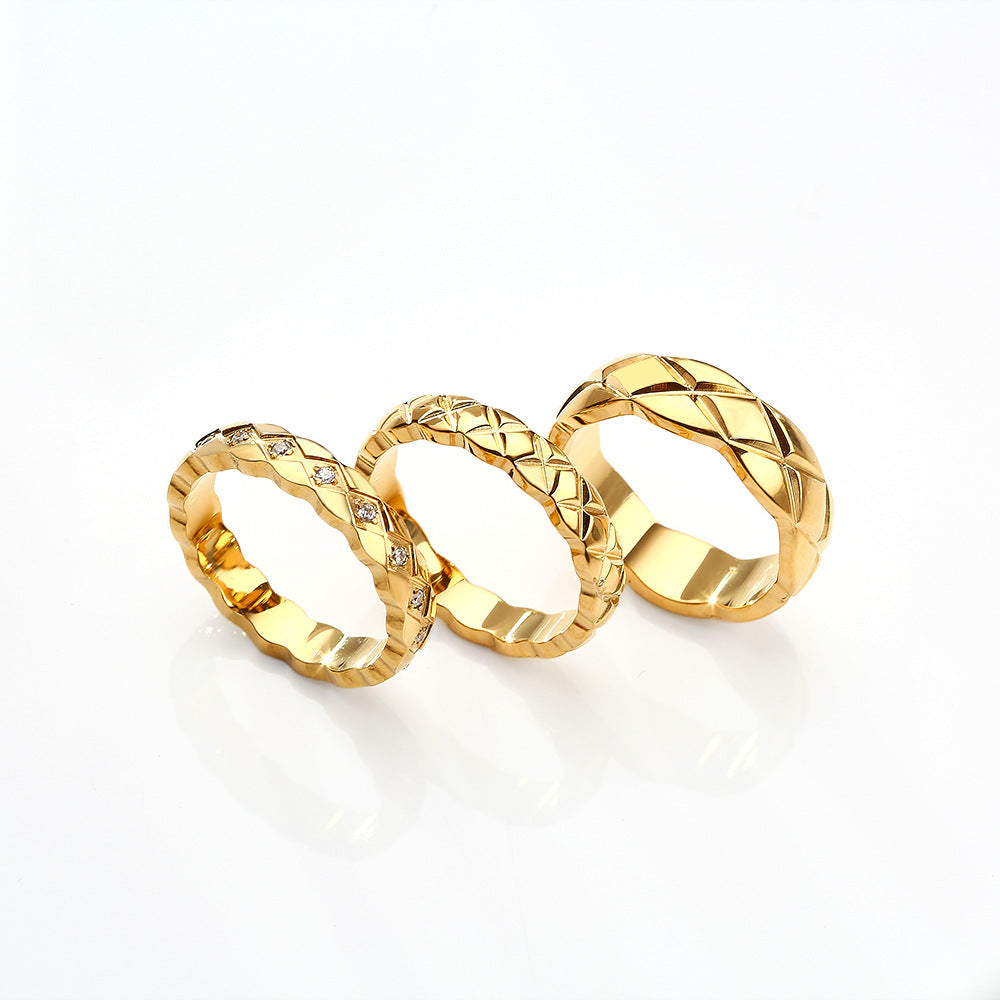 Hot Diamond Titanium Steel Plaid With Rings