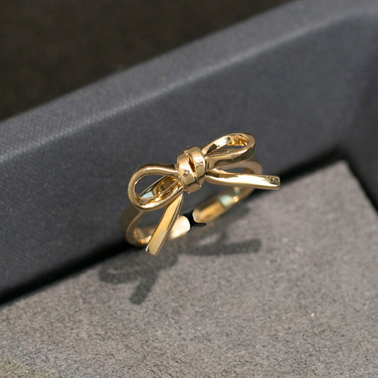 Alloy Geometry Bow Opening Adjustable Ornament Rings