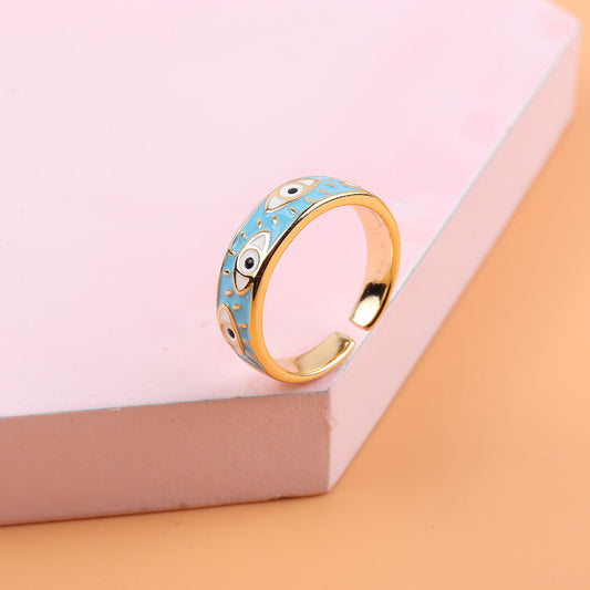 Fashion Gold Colorful Oil Devil's Eye Rings