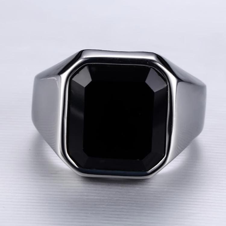 Men's Ornament Black Faceted Zircon Punk Vintage Rings