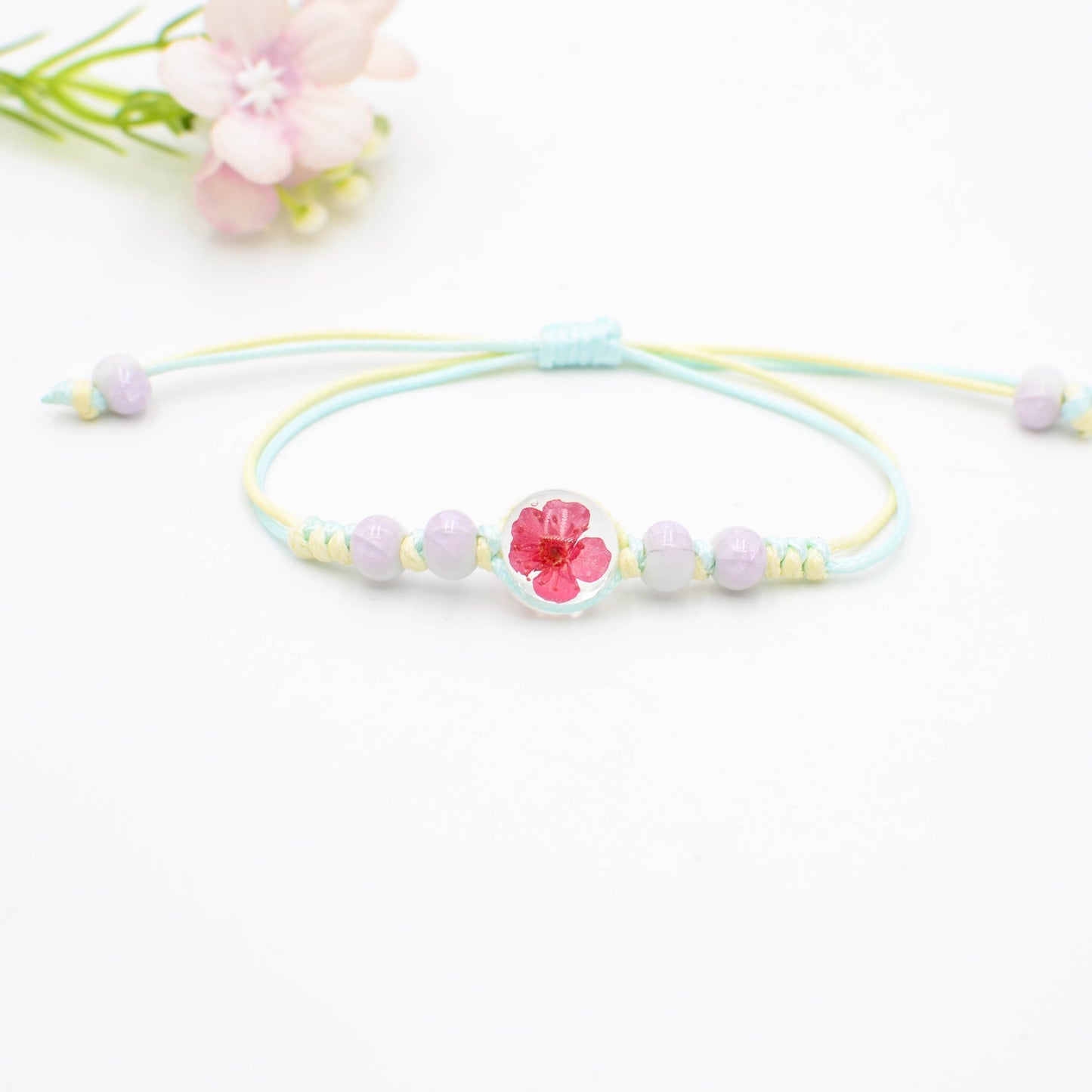 Glass Bead Real Specimen Cherry Blossom Bracelets