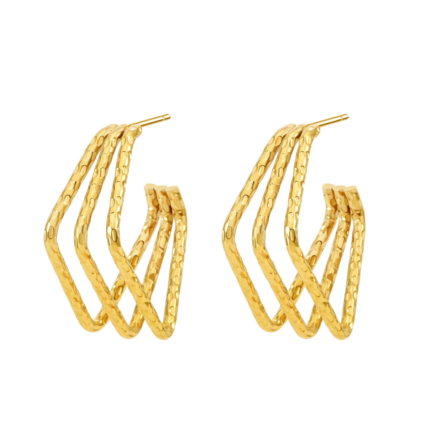 Women's Shaped Titanium Steel Gold-plated Simple Corrugated Earrings