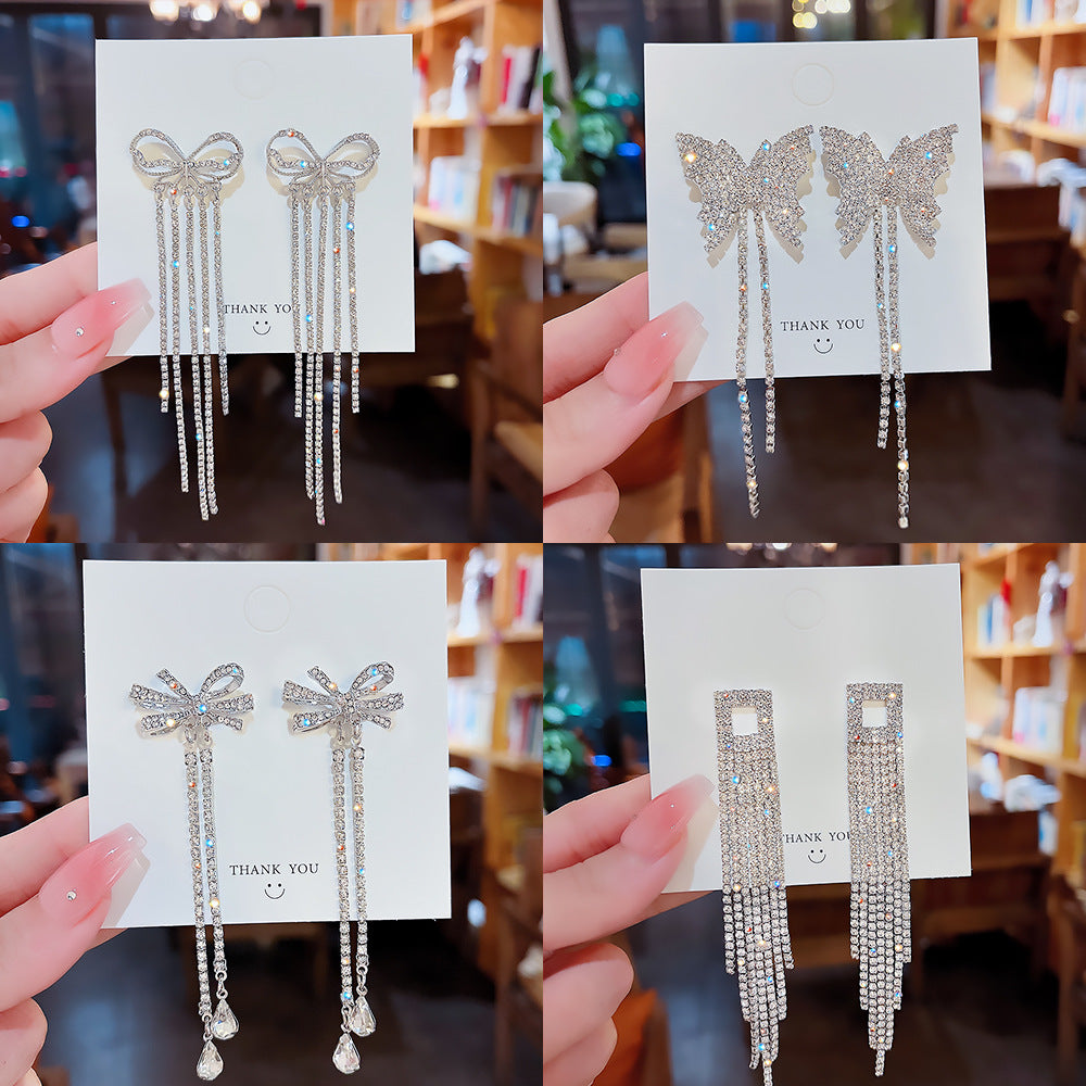 Women's Vintage Tassel Diamond High-grade Ear Minority Earrings