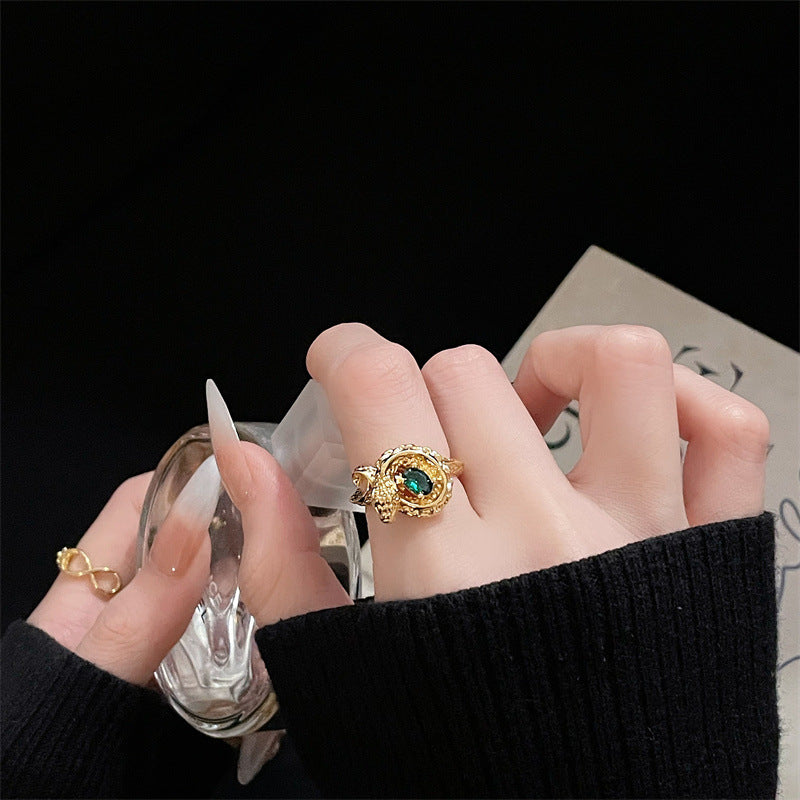 Emerald Zircon Colored Gems Open Golden Rings