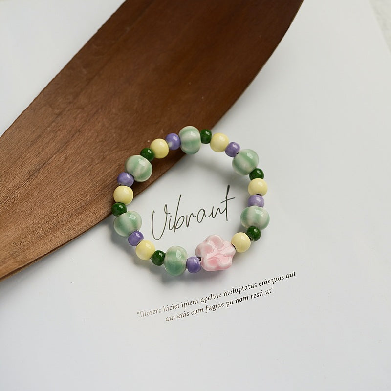 Women's Ceramic Ornament High-grade Woven Flower Chinese Bracelets