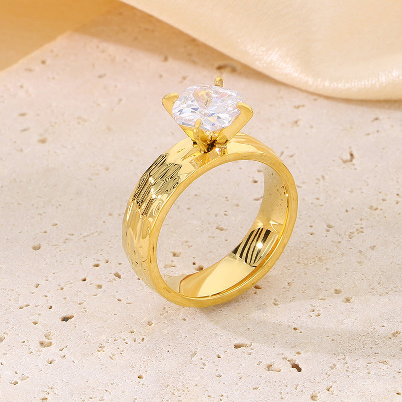 Steel Female Zircon Gold Valentine's Day Rings