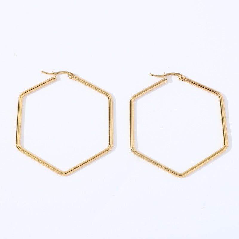 Exaggerated Stainless Steel Trend Golden Titanium Ear Clip Five-pointed Earrings