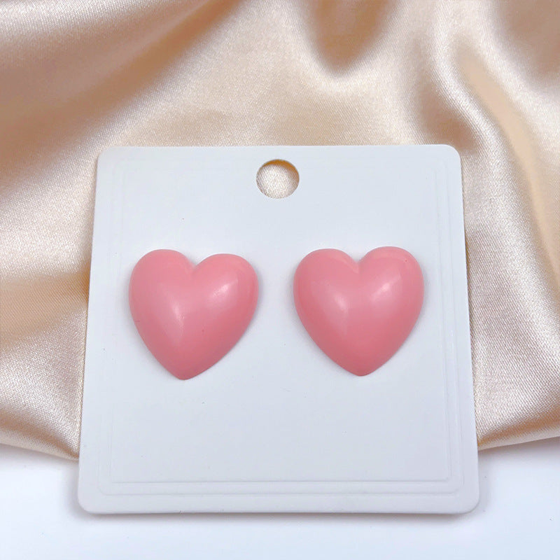 Enamel Fairy Temperamental Love Heart Flowers Sier Earrings