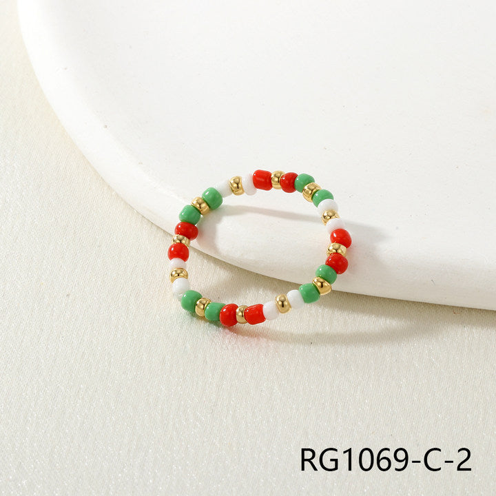 Simple Cute Elastic String Czech Bead Rings
