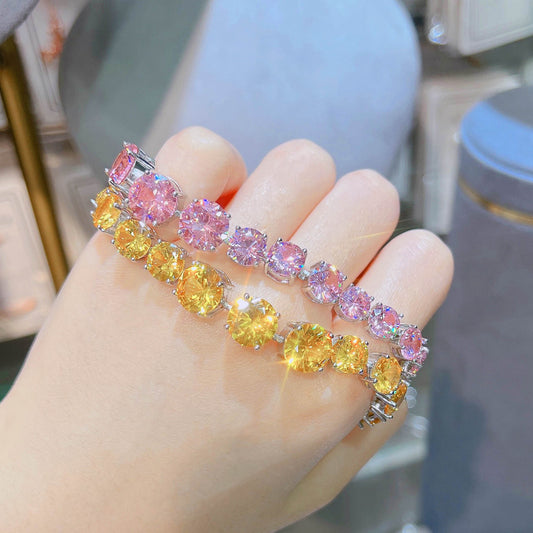 Broadcast Light Luxury Full Diamond Yellow Zircon Female Bracelets