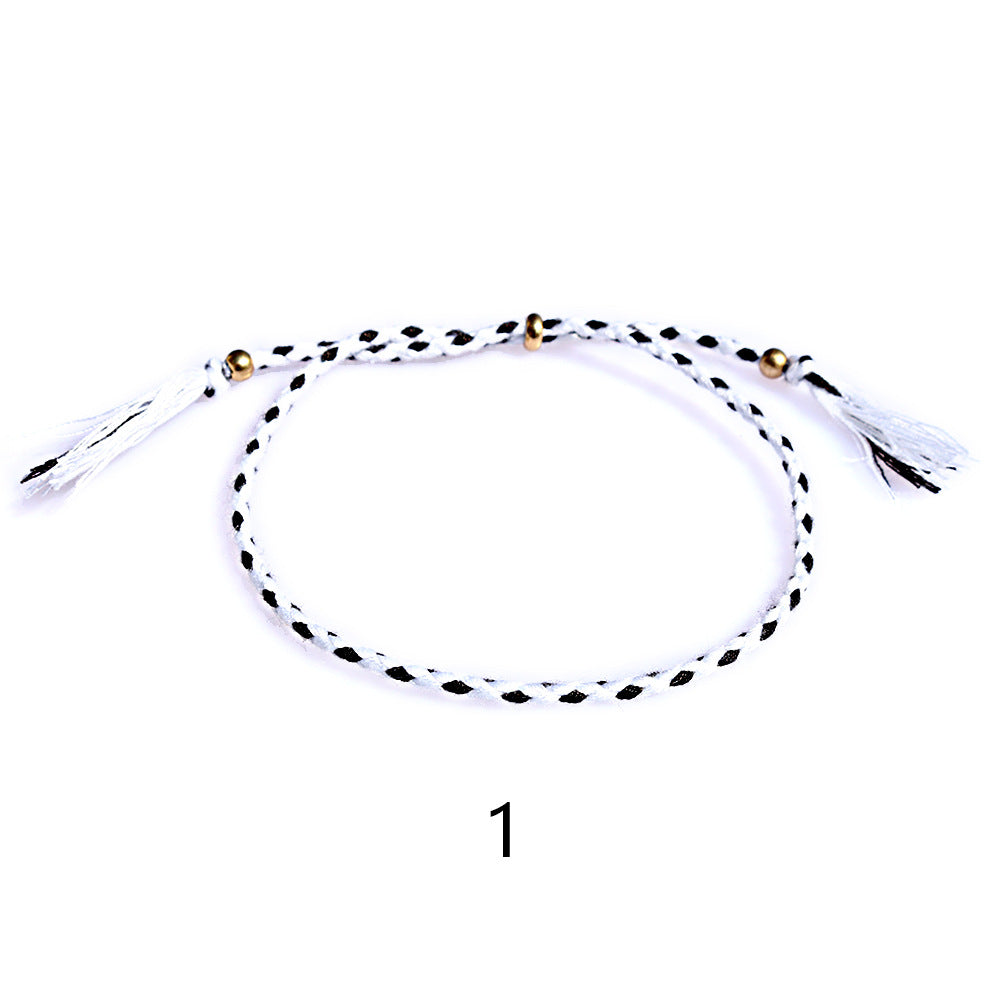 Women's & Men's Colorful Cotton String Friendship Copper Bead Bracelets