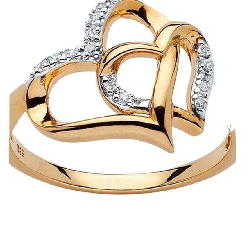 Women's Diamond Love Proposal Fashion Simple Heart-to-heart Rings