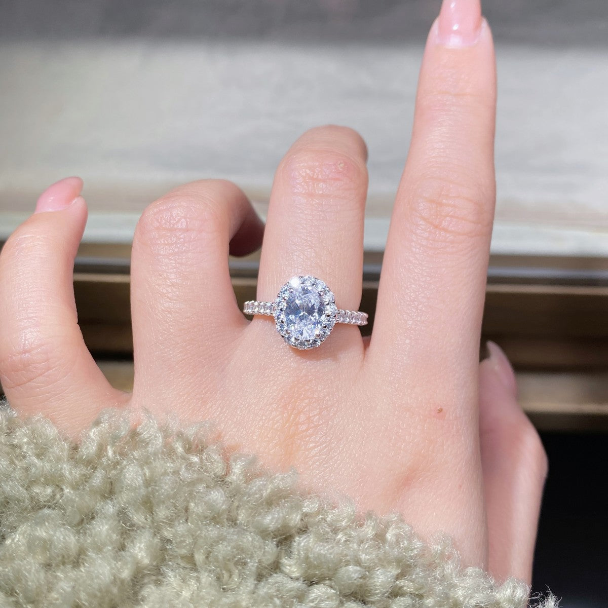 Big Diamond Female Color Moissanite Gift Rings