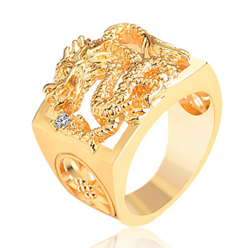 Men's Domineering Big Dragon Vietnam Placer Gold Rings