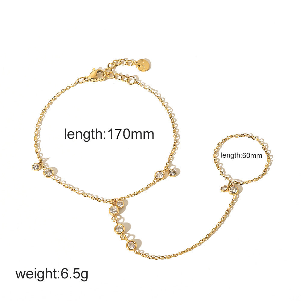 Women's Simple Stainless Steel Finger Chain Integrated Bracelets