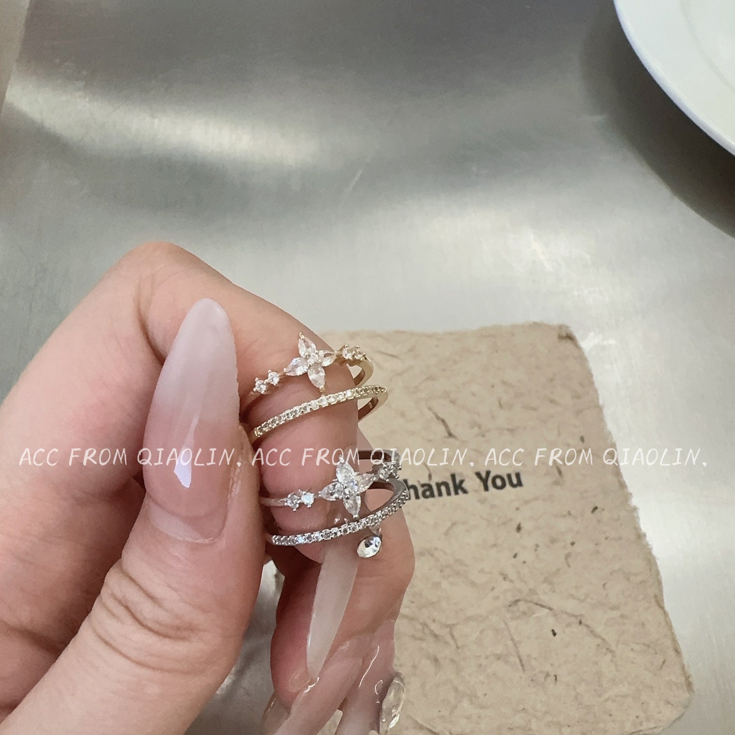 High-grade Micro Inlaid Zircon Stars Female Rings