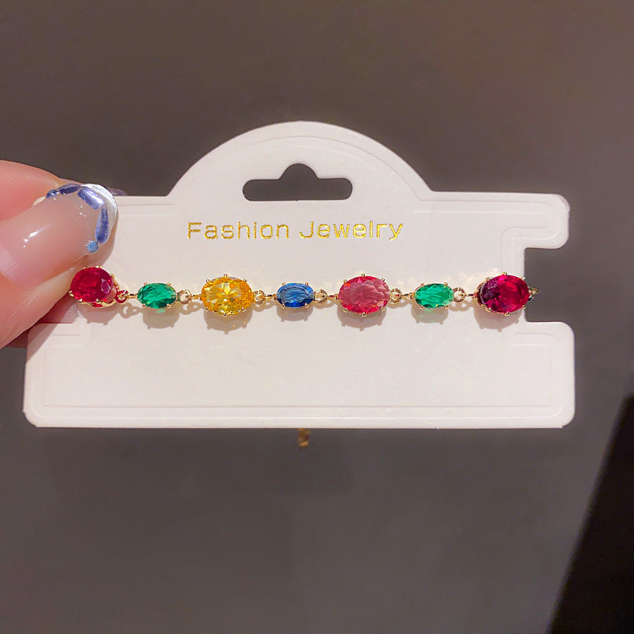 Pink Heart Diamond Flower Light Luxury Minority High Sense Fashion Bracelet