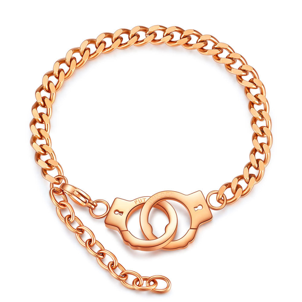 Women's Titanium Steel Simple Fashion Handcuffs Suit Interlocking Necklaces