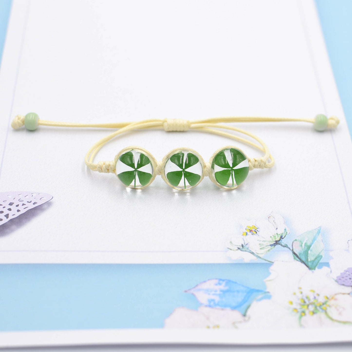 Ornament Four-leaf Clover Scenic Spot Dried Flower Bracelets