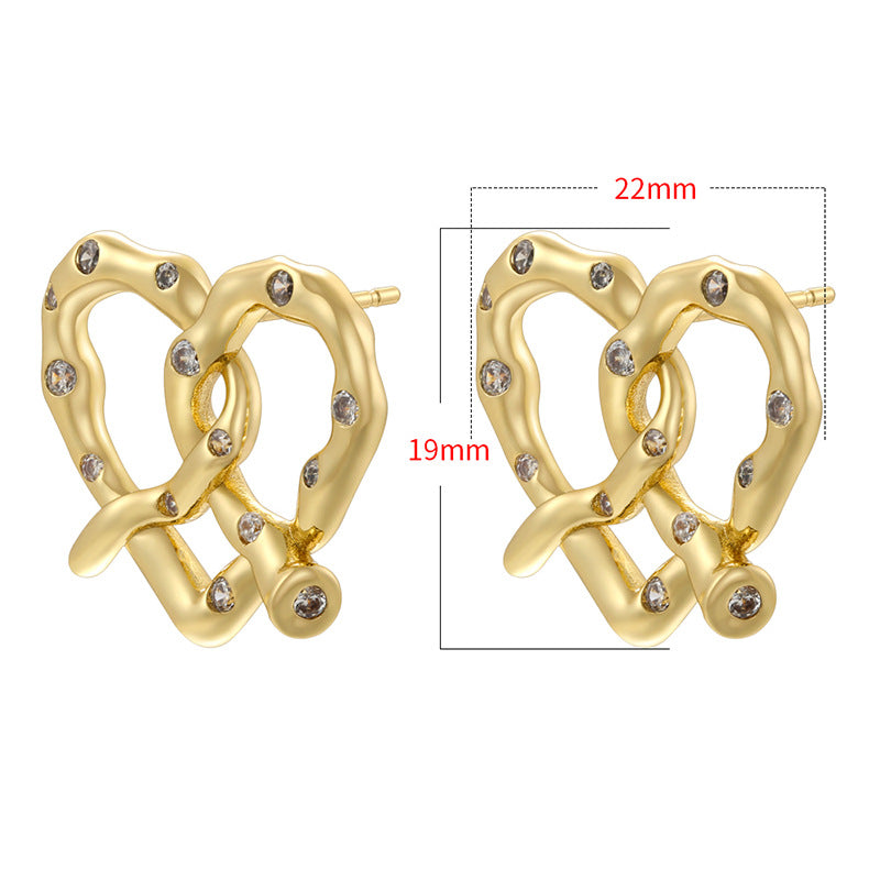 Temperament Entry Lux Alkaline Knot Love Heart French Earrings