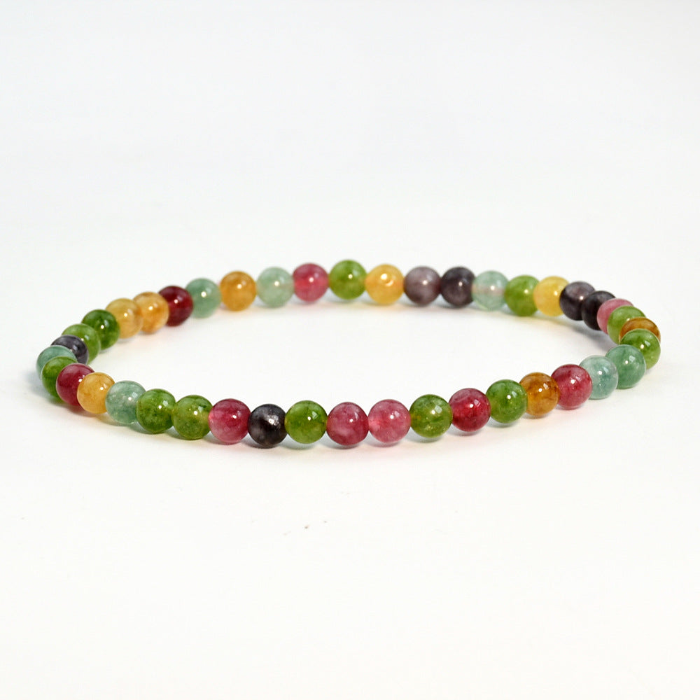 Women's Twin Rainbow Tourmaline Crystal Single Circle Bracelets