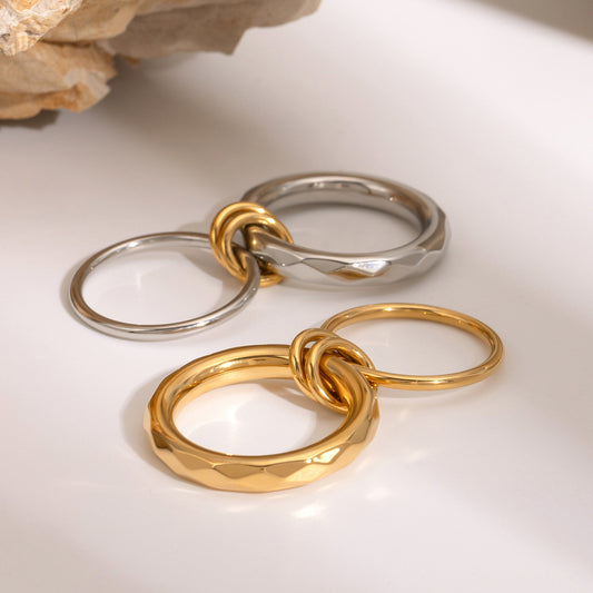 Ornament Stainless Steel Simple High-grade Twin Rings