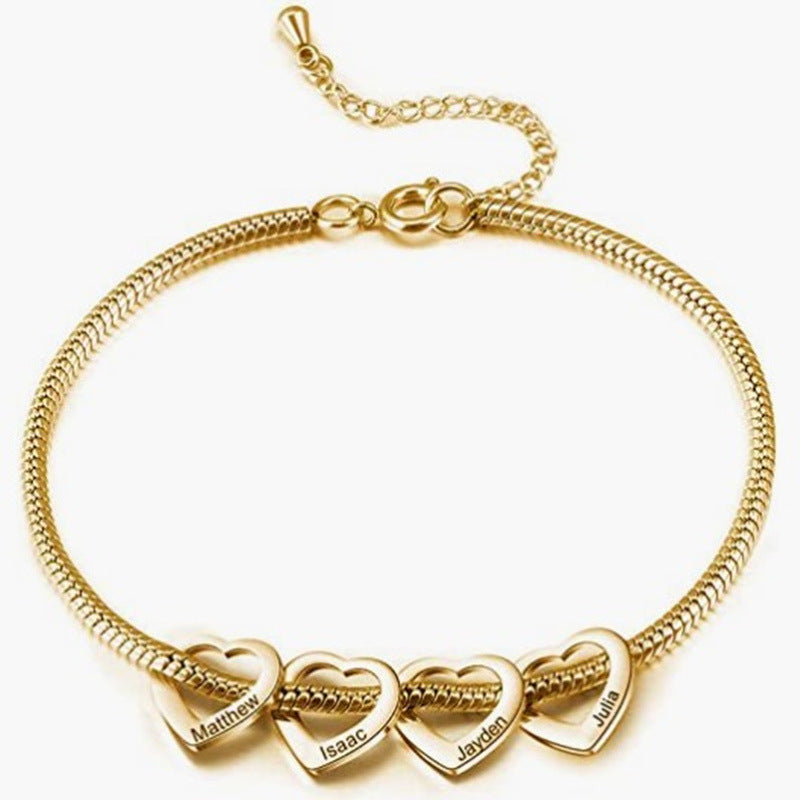 Women's Stainless Steel Heart Shaped Love Name Bracelets