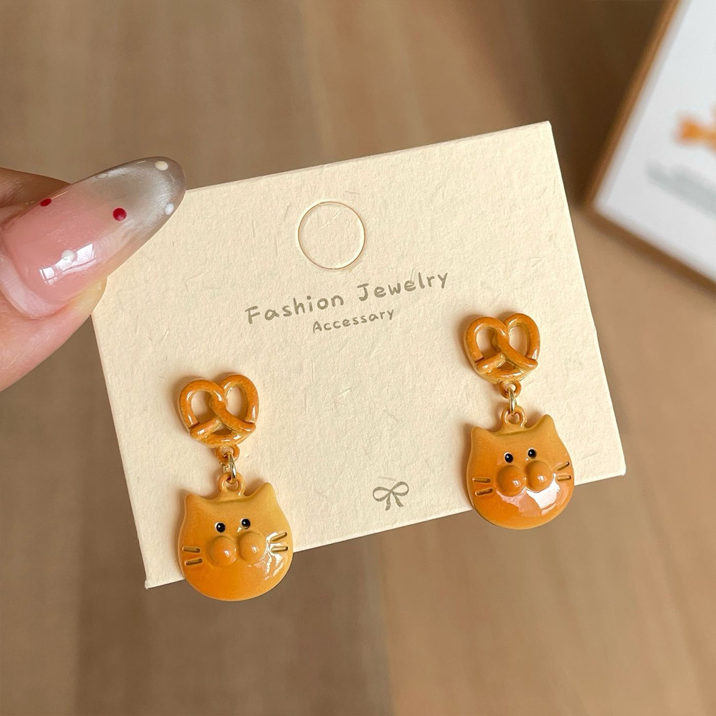 Women's Bread Donut Earings Set Design Cartoon Cat Earrings