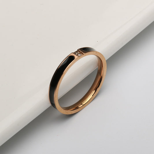 Offer Epoxy Micro Rhinestone Couple Stainless Steel Rings