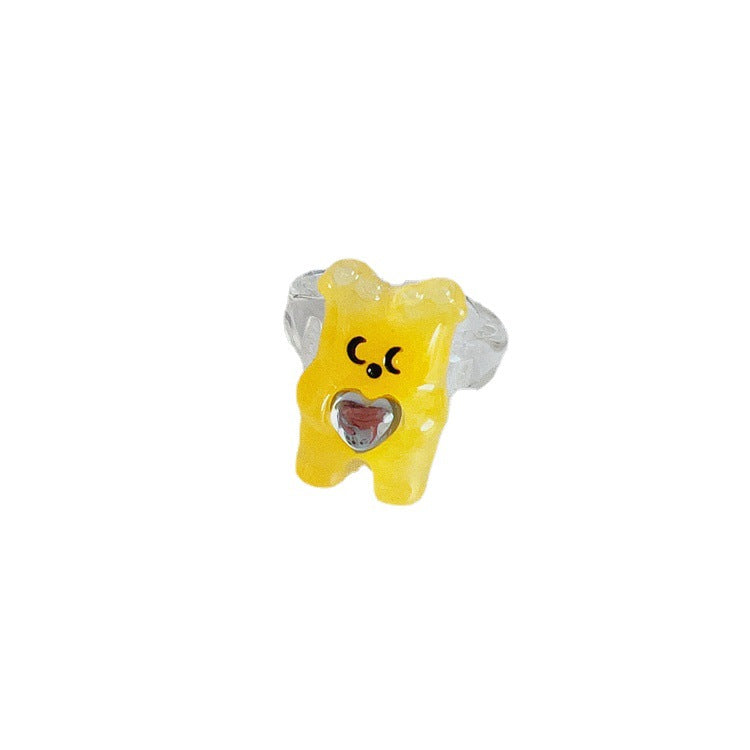 Bear Resin Female Design Sense Niche Rings