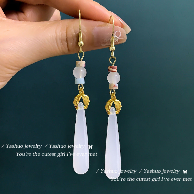 Women's Chinese Style High Sense Skirt Antique Eardrops Earrings