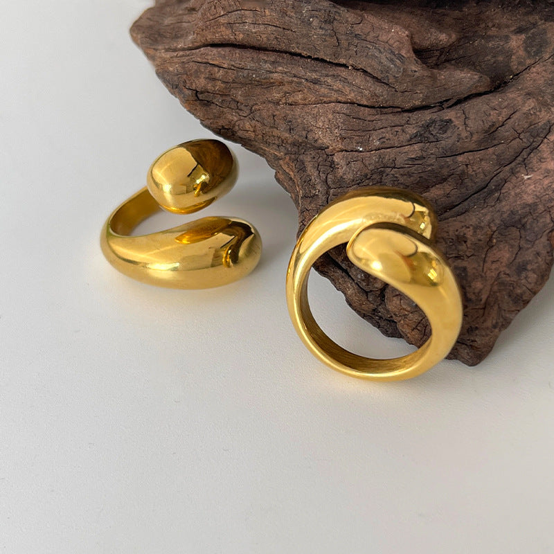 Water Drop Shape Gold Waterproof Color Retention Rings