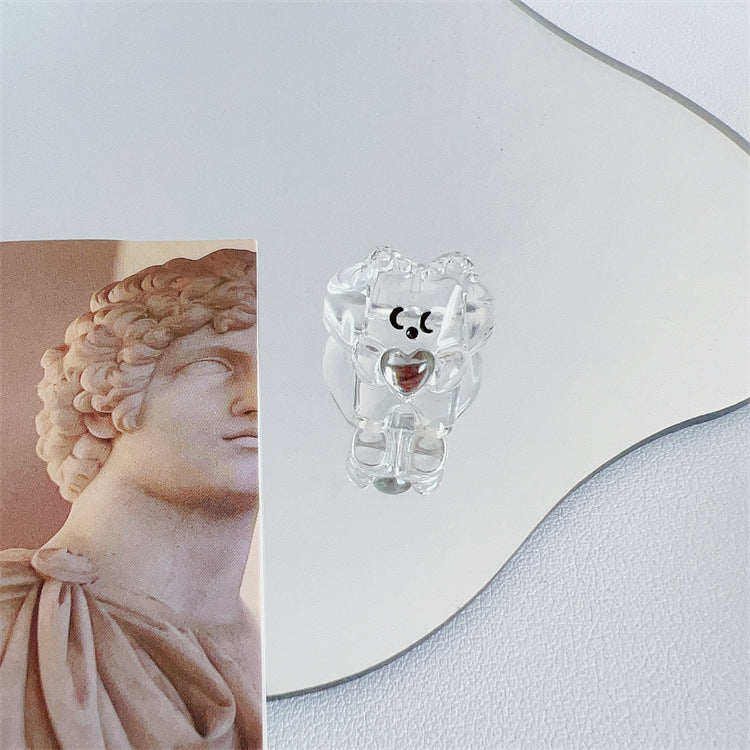 Bear Resin Female Design Sense Niche Rings