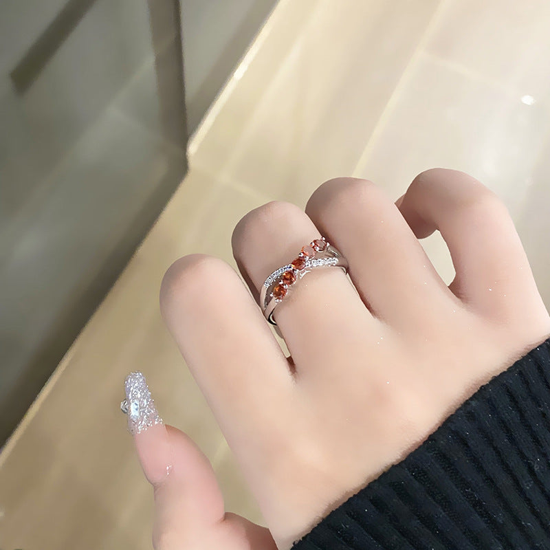 Diamond Zircon Female Exquisite Oval Sweet Rings