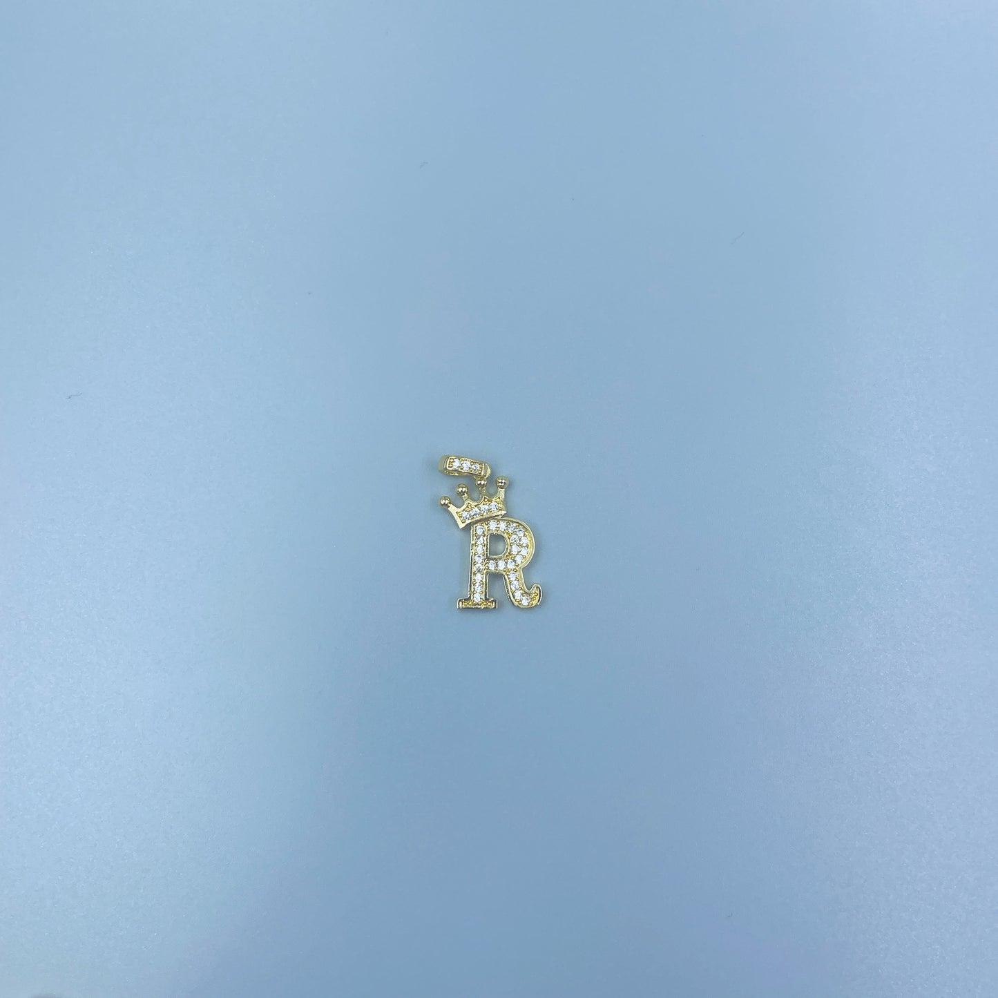 Full Diamond Crown Letters Copper Plated Real Gold Inlaid Zircon Pendant