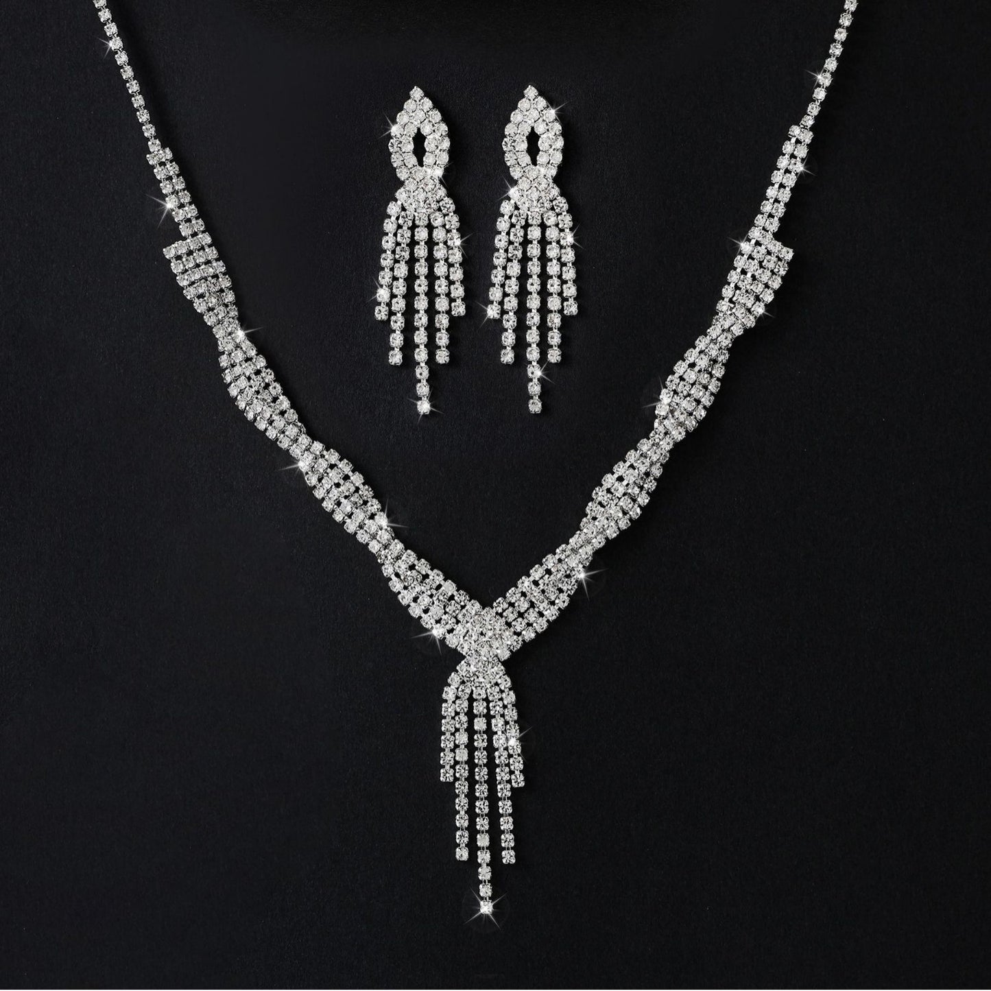Fashion Tassel Female Three-piece Suit Bridal Jewelry Set