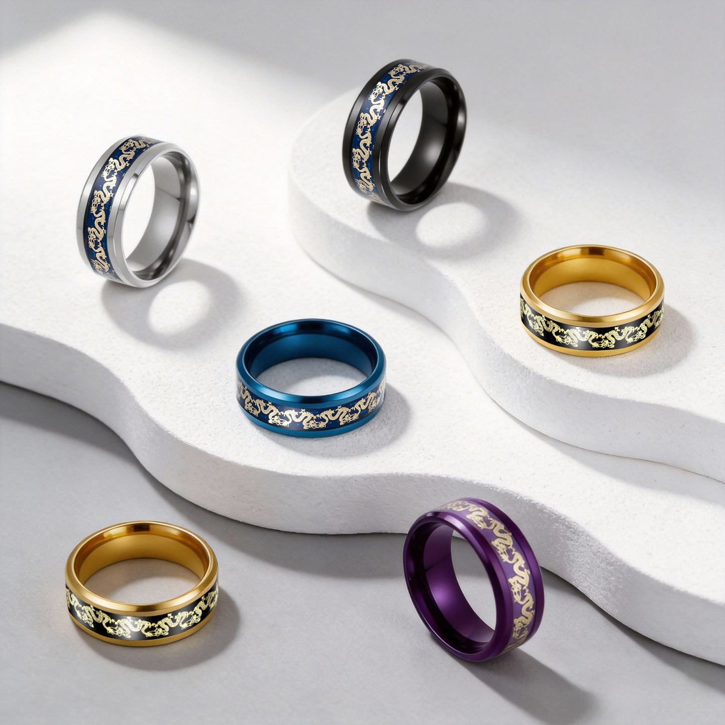 Retro High-grade Double Beveled Blue Bottom Ring