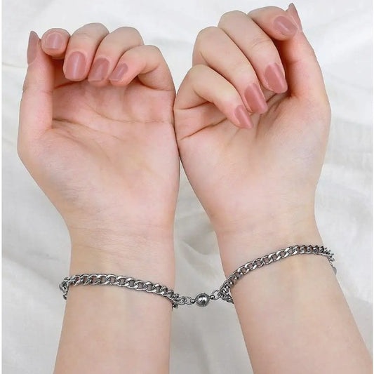 Love Alloy Magnet Lodestone Pair Of Simple Bracelets