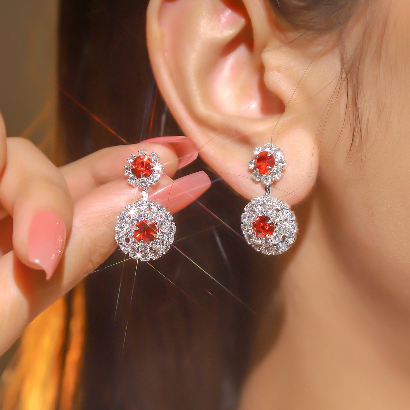 Rhinestone Snowflake Affordable Luxury Style Fashion Earrings