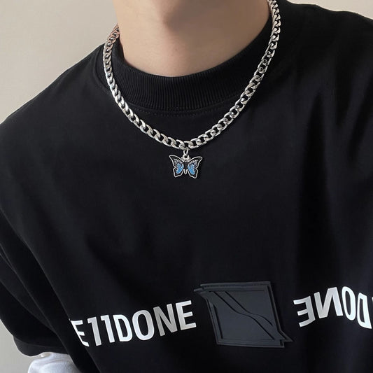 Women's & Men's Steel Butterfly Cold Style Sweater Design Necklaces