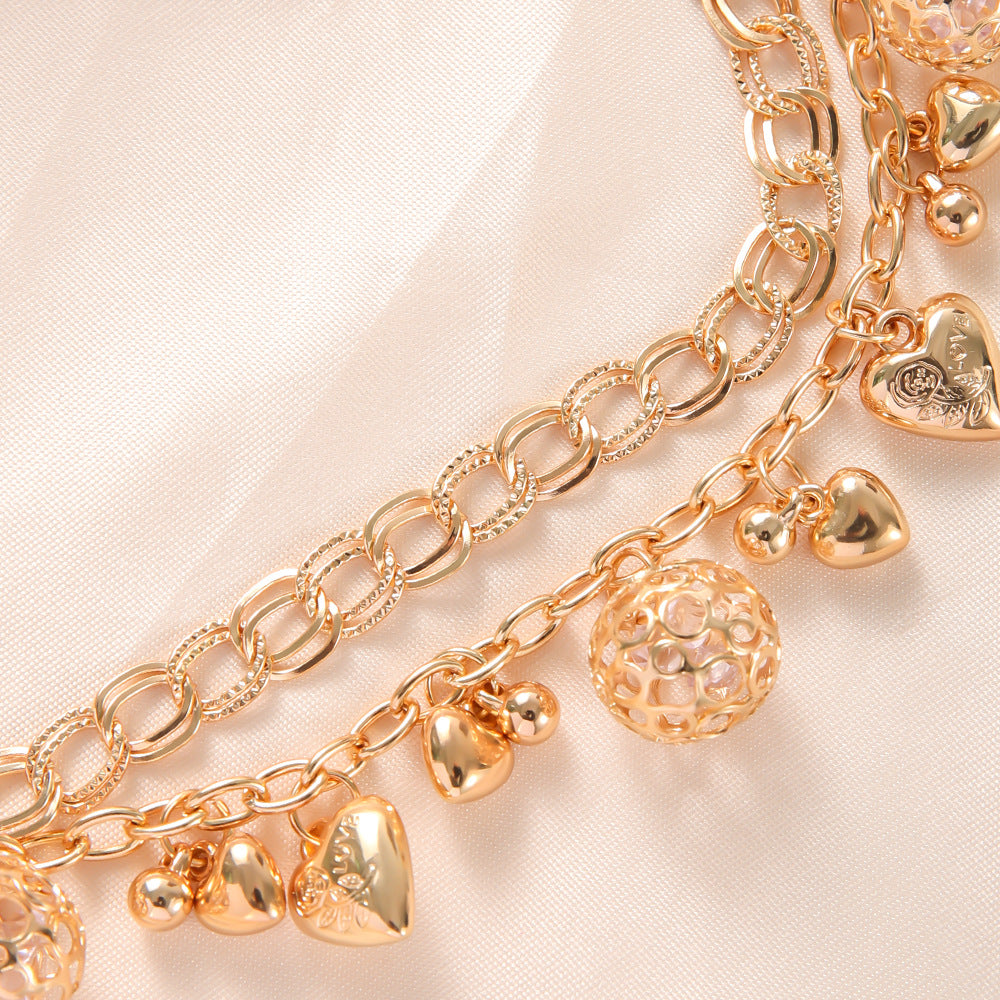 Hollow Ball Love Electroplated Gold Personalized Bracelet