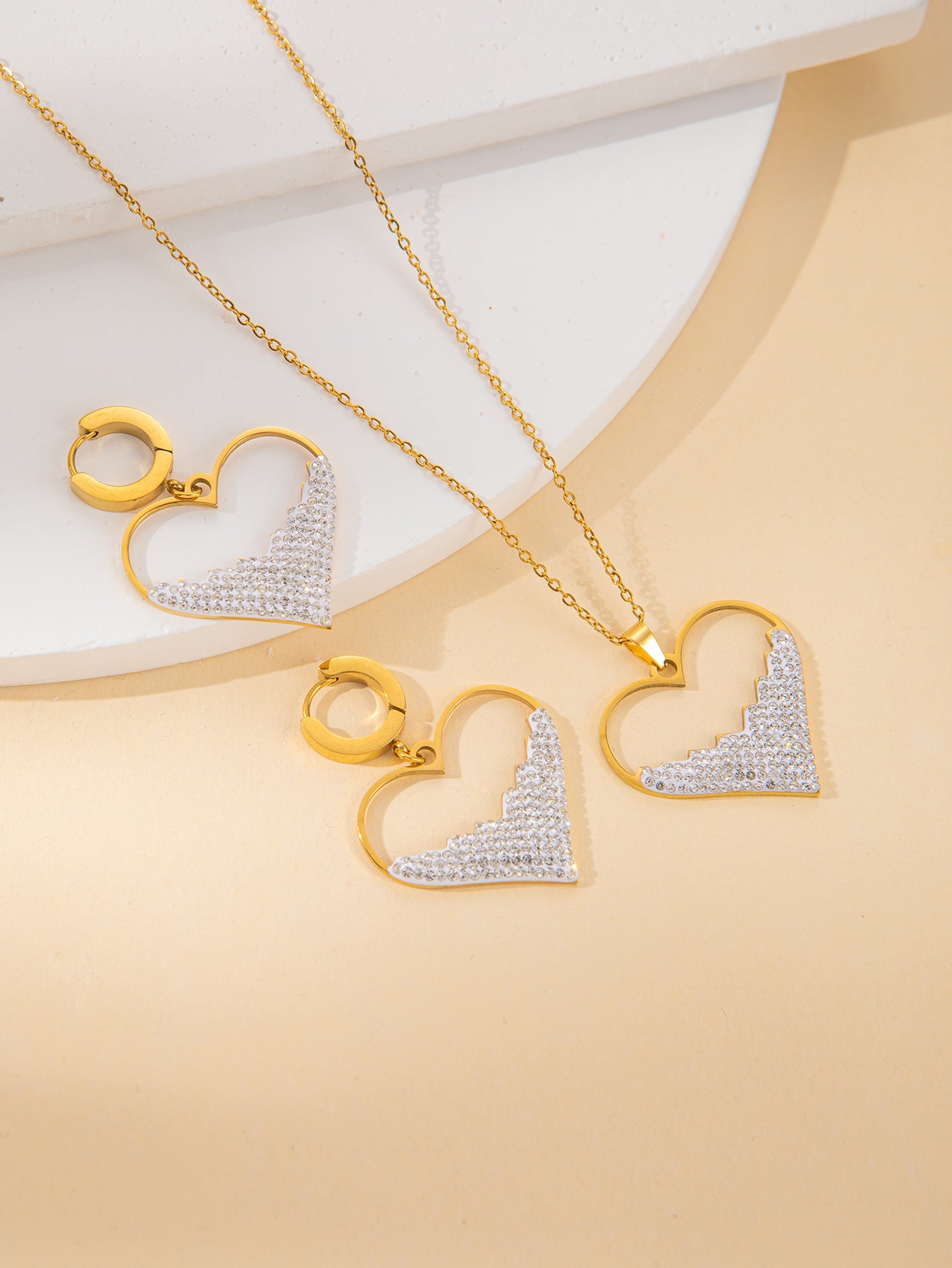 Women's Female With Hearts Zircon Light Luxury Design Earrings