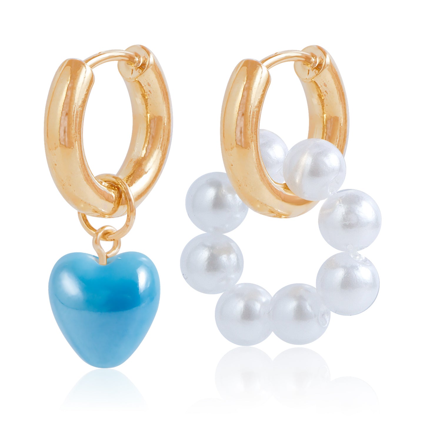 Imitation Pearl Beaded Female Asymmetric Love Earrings