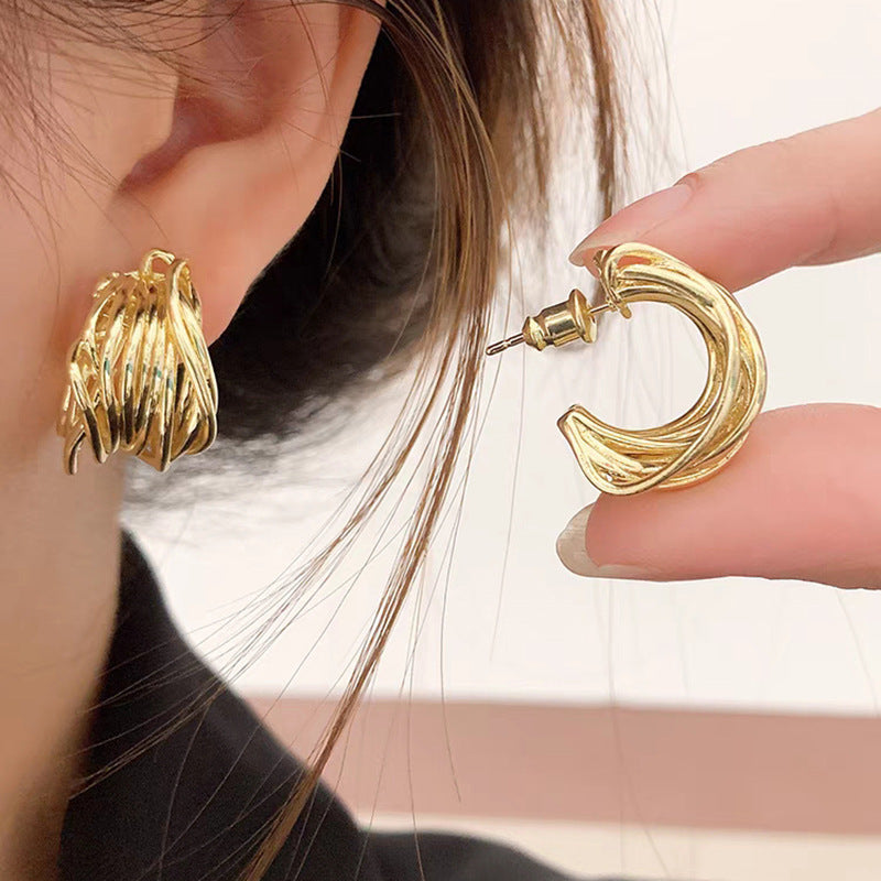 Affordable Luxury Style Female Geometric Ellipse Earrings