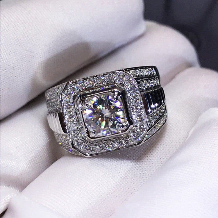 Women's & Men's Round Zircon Full Diamond Fashion Wedding Banquet Rings