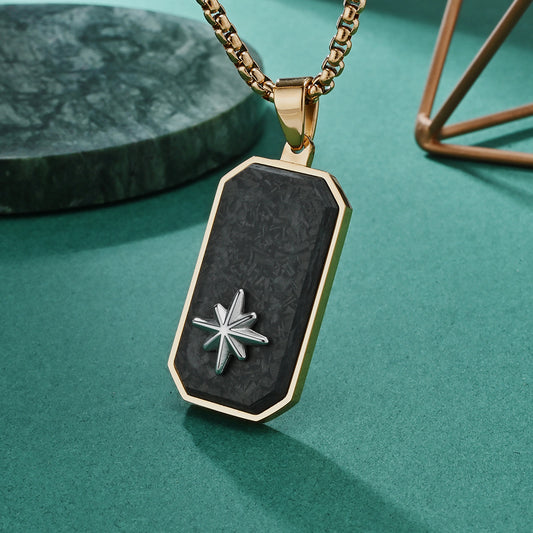Men's Forged Marbled Carbon Fiber Dog Tag Pendants