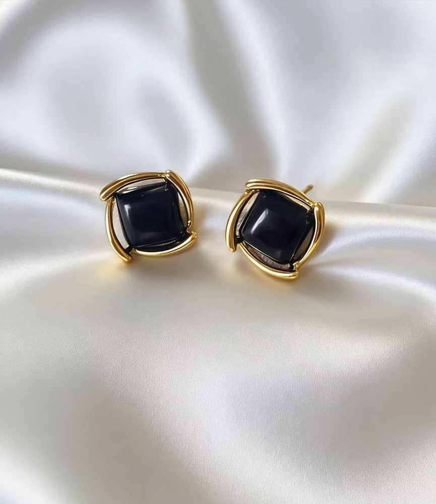 Women's Rotating Line Square Geometric Ear Light Luxury Stud Earrings