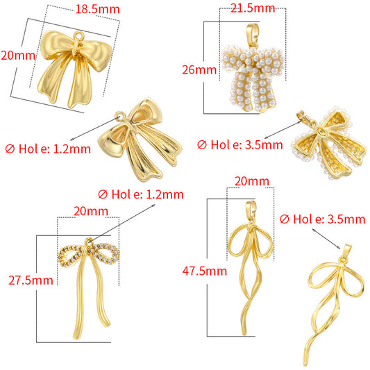 Inlaid Pearl Bow Niche Long Tassel Pendants